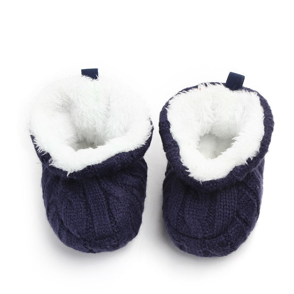 Children’s Boys Girls Crochet Knit Winter Warm Soft Soled Shoes