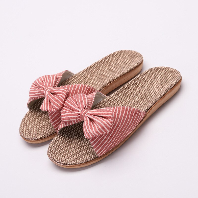 Women’s Breathable Sweet Bow Casual Flat Slides Non-slip Indoor  Sandals