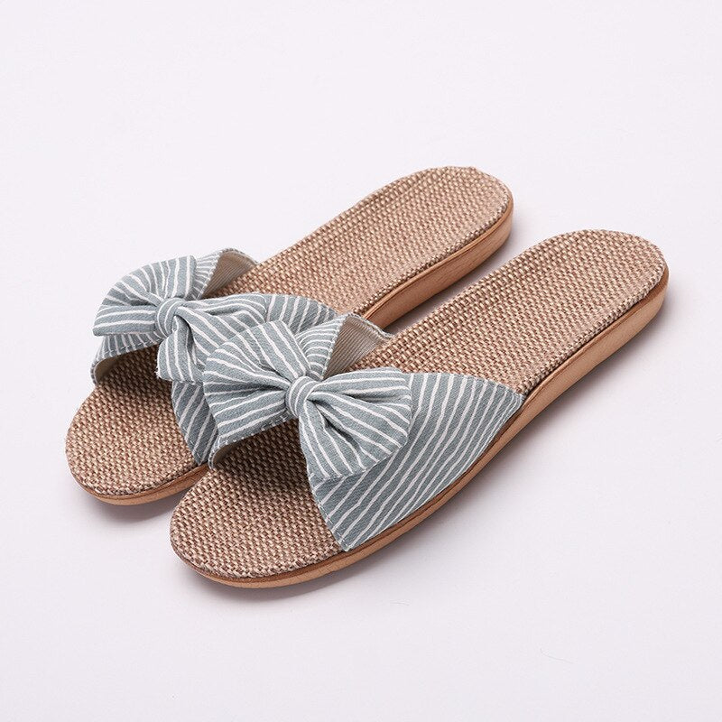 Women’s Breathable Sweet Bow Casual Flat Slides Non-slip Indoor  Sandals