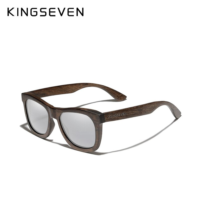 Men’s KINGSEVEN Natural Handmade Wood Polarized Mirror Lens Sunglasses