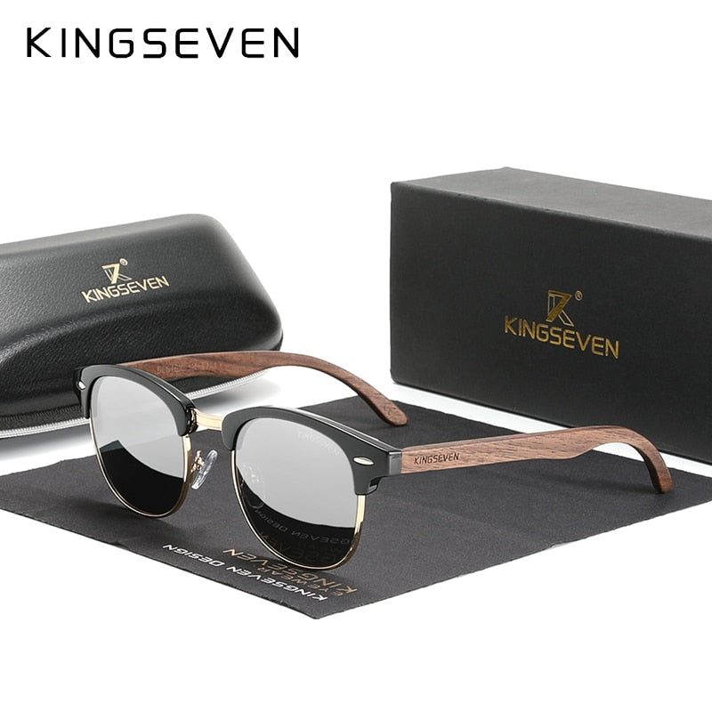Unisex KINGSEVEN Polarized UV400 Protection Semi-Rimless Retro Sunglasses