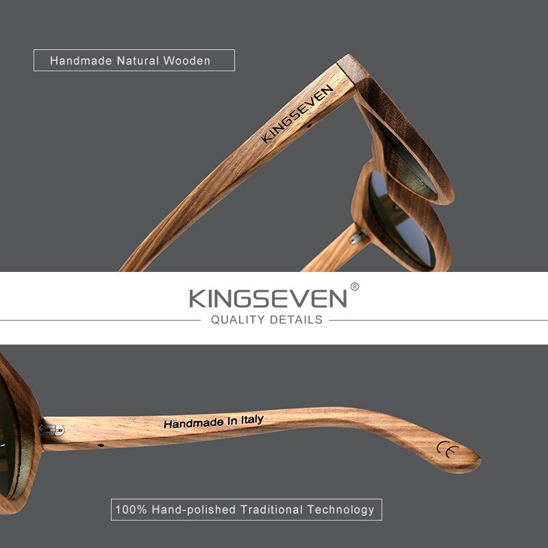 Men’s KINGSEVEN Wood Sunglassess Full Frame 100% Polarized Mirror Coated Lenses