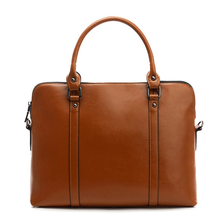 Women’s Genuine Leather Laptop Shoulder Bag