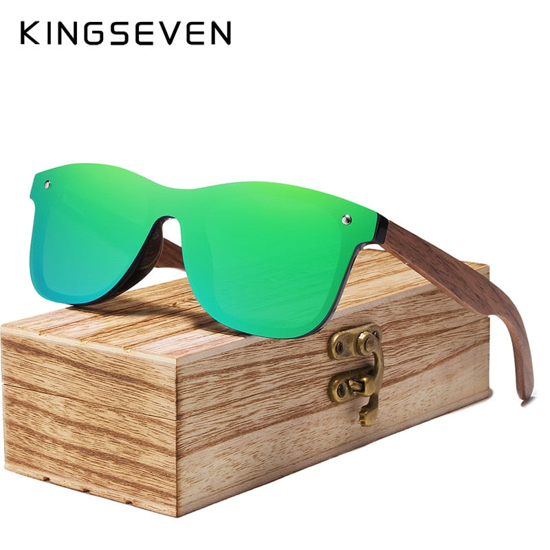 Men’s KINGSEVEN Polarized  Wood Mirror UV400 Lens Sunglasses