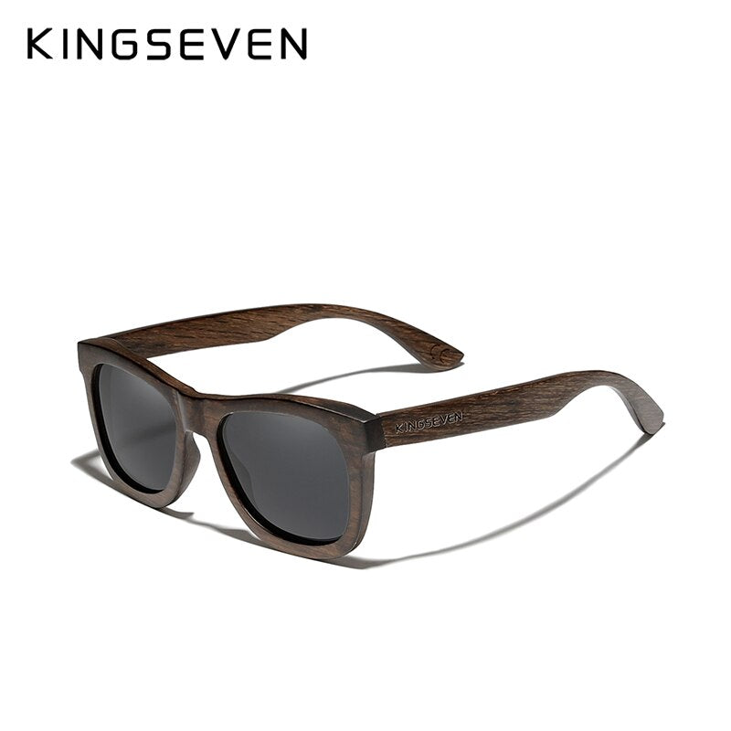 Men’s KINGSEVEN Natural Handmade Wood Polarized Mirror Lens Sunglasses