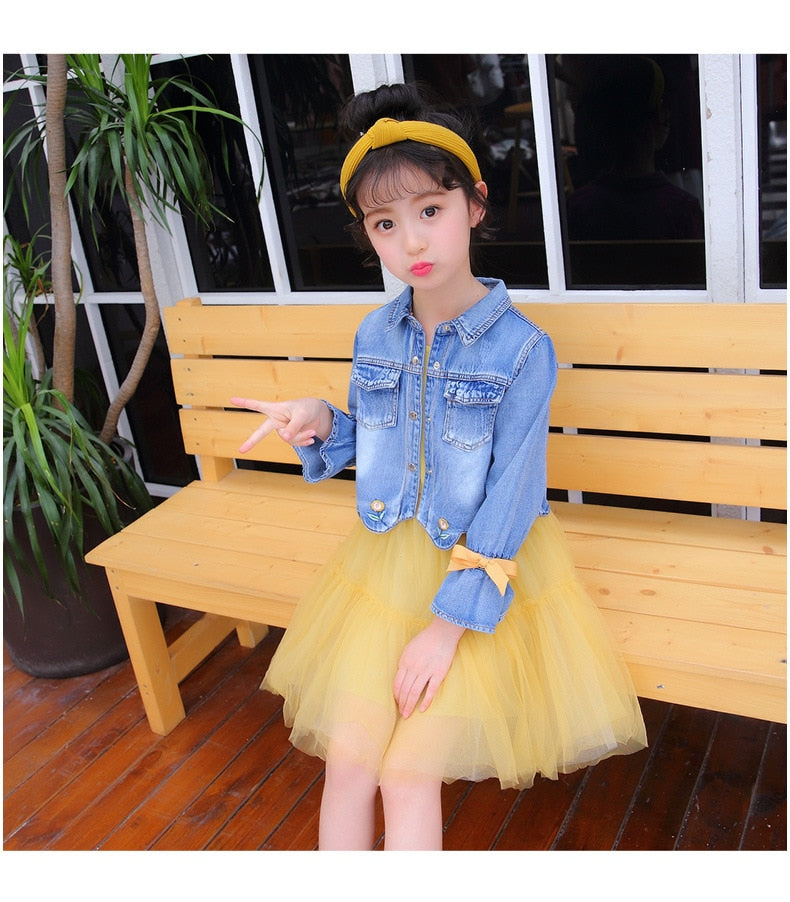 Children’s Girls Denim Jacket+TUTU Dress Set