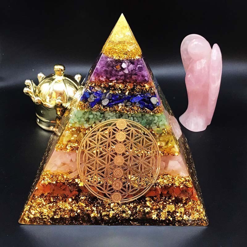 Powerful Orgonite Seven Chakra Energy Pyramid Aura Divination