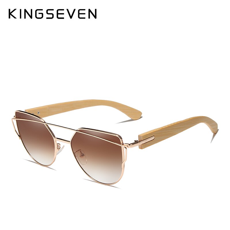 Men’s KINGSEVEN Brand Bamboo Cat Eye Polarized Sunglasses