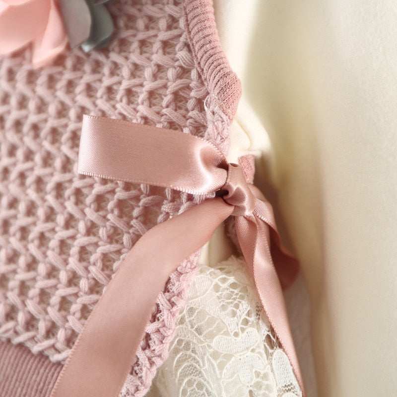 Children’s Girls Long Sleeve 2Pc Knitted Dress