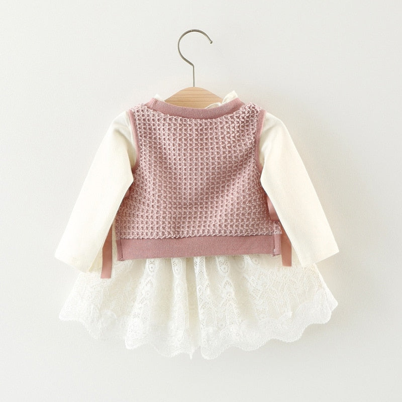 Children’s Girls Long Sleeve 2Pc Knitted Dress