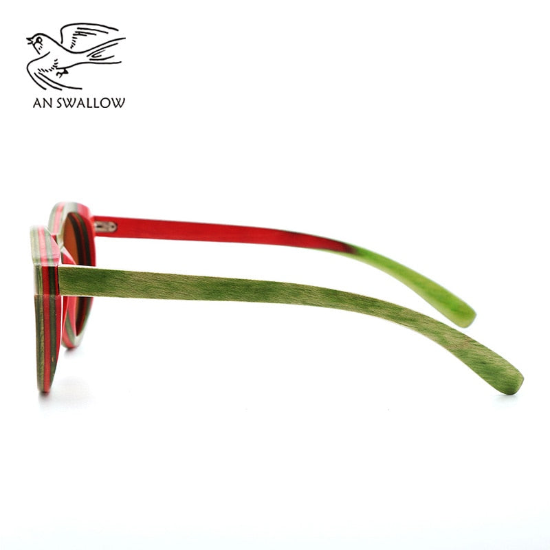 Women’s Retro UV Protection Fashion Bamboo Polarized Sunglasses