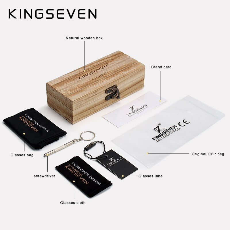 Men’s KINGSEVEN Brand Bamboo Cat Eye Polarized Sunglasses