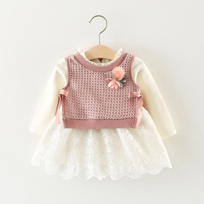 Children’s Girls Long Sleeve 2Pc Knitted Dress