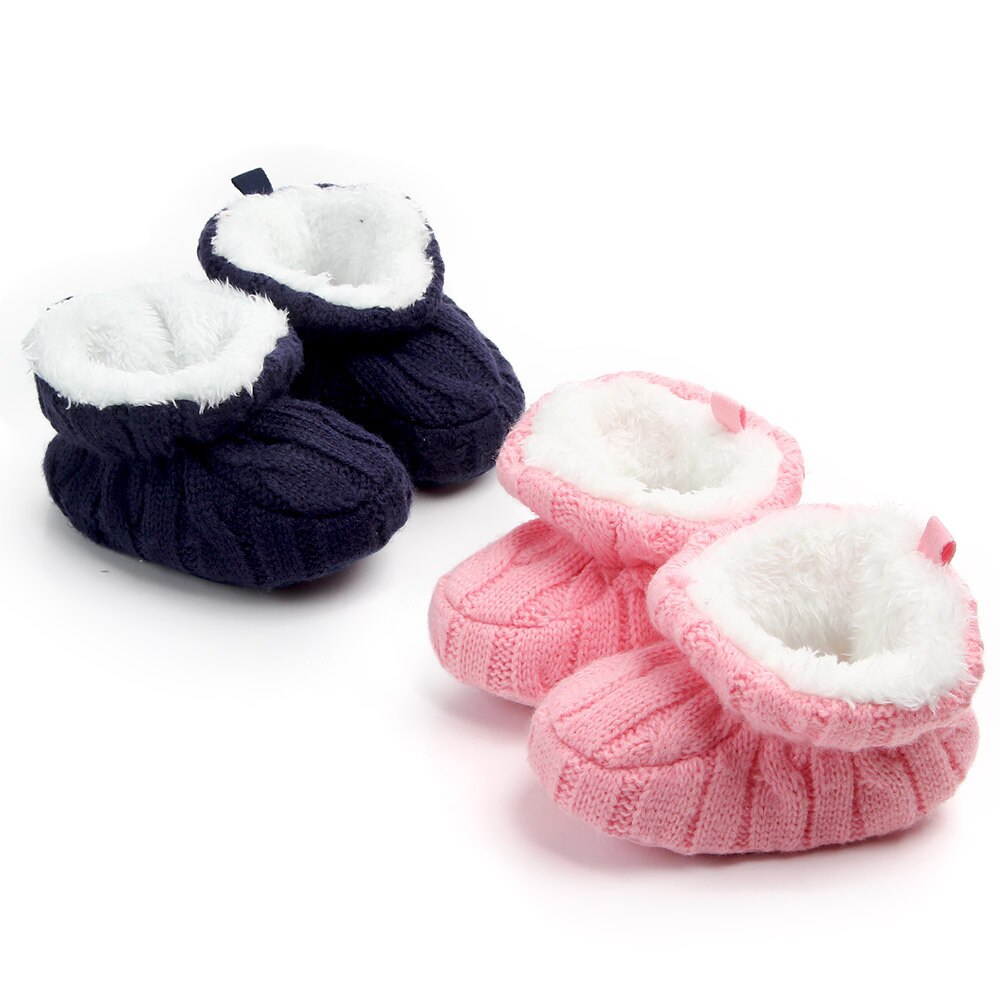 Children’s Boys Girls Crochet Knit Winter Warm Soft Soled Shoes