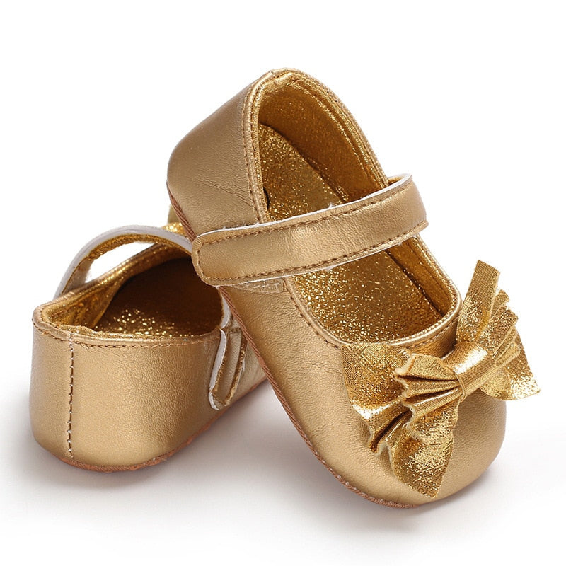 Children’s Girls Butterfly Knot Leather Shoes Soft Bottom