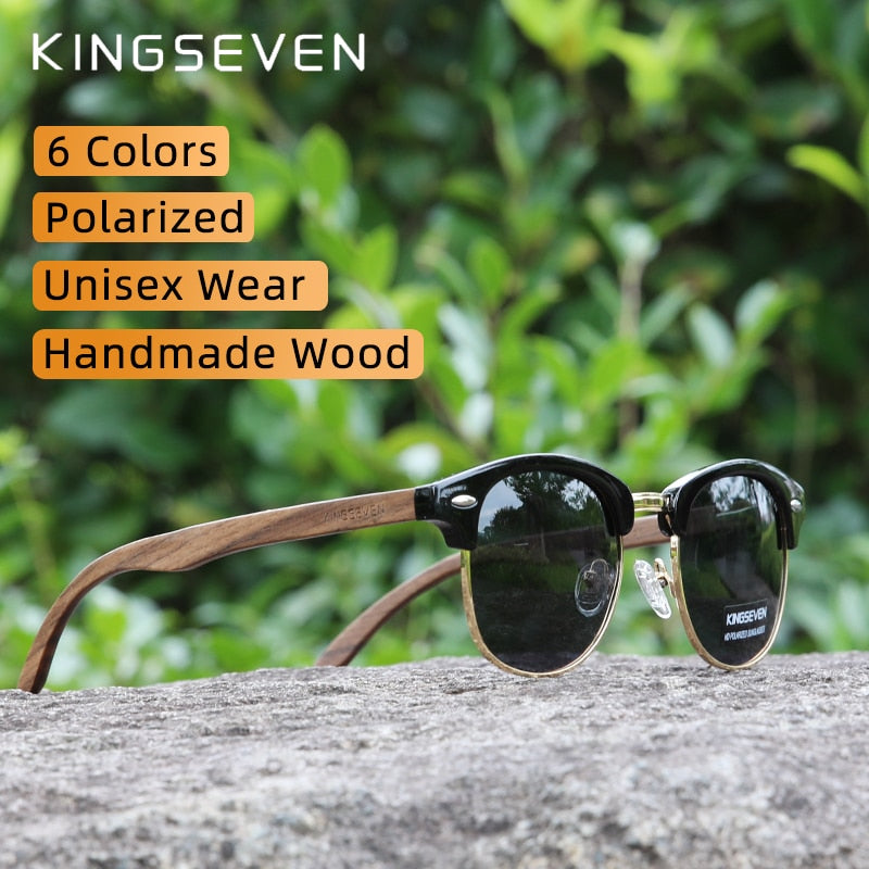 Unisex KINGSEVEN Polarized UV400 Protection Semi-Rimless Retro Sunglasses