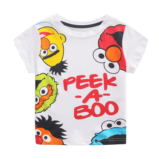 Children’s Boys Jumping Meters Animal Appliqué  Cotton Tees