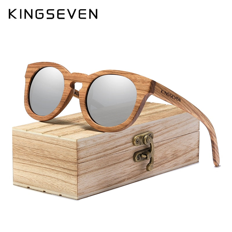 Men’s KINGSEVEN Wood Sunglassess Full Frame 100% Polarized Mirror Coated Lenses