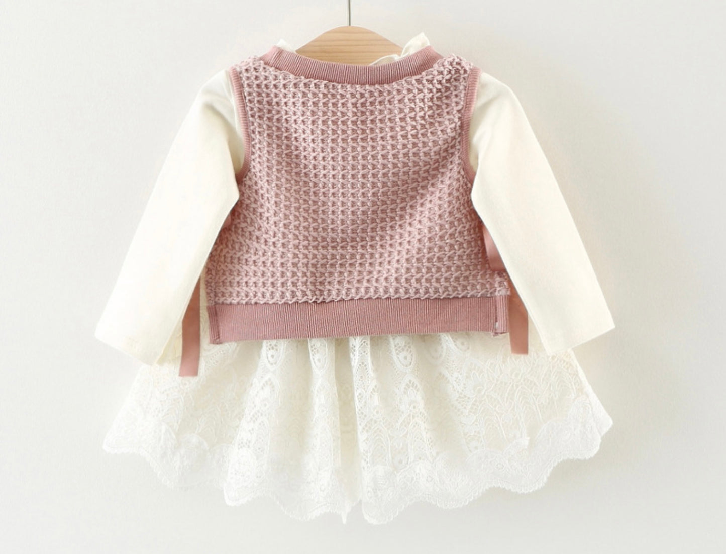 Children’s Girls Long Sleeve 2Pc Knitted Dress