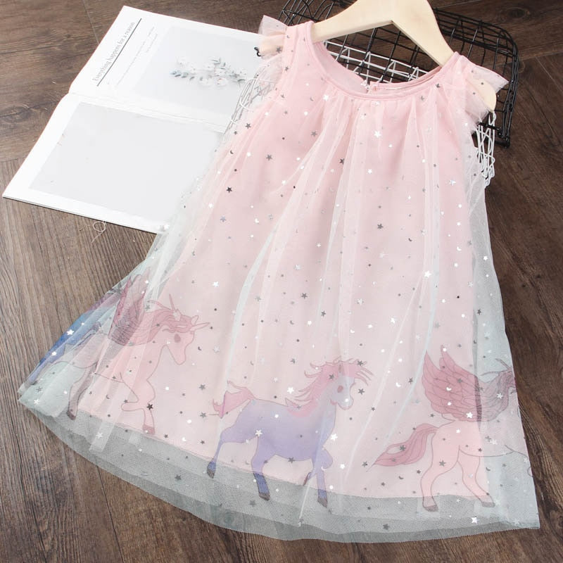 Children’s Girls Summer Party Unicorn Embroidery Dress