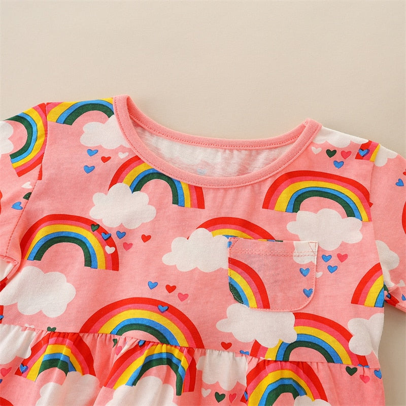 Children’s Girls Jumping Meters Rainbow Print Cotton Dress