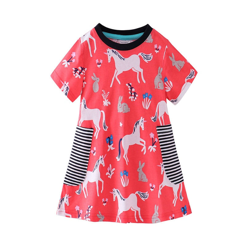 Children’s Girls Jumping Meters Summer Cotton Baby Girls Dresses