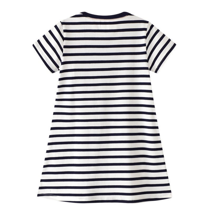 Children’s Girls Summer Short Sleeve Striped Cotton Dress