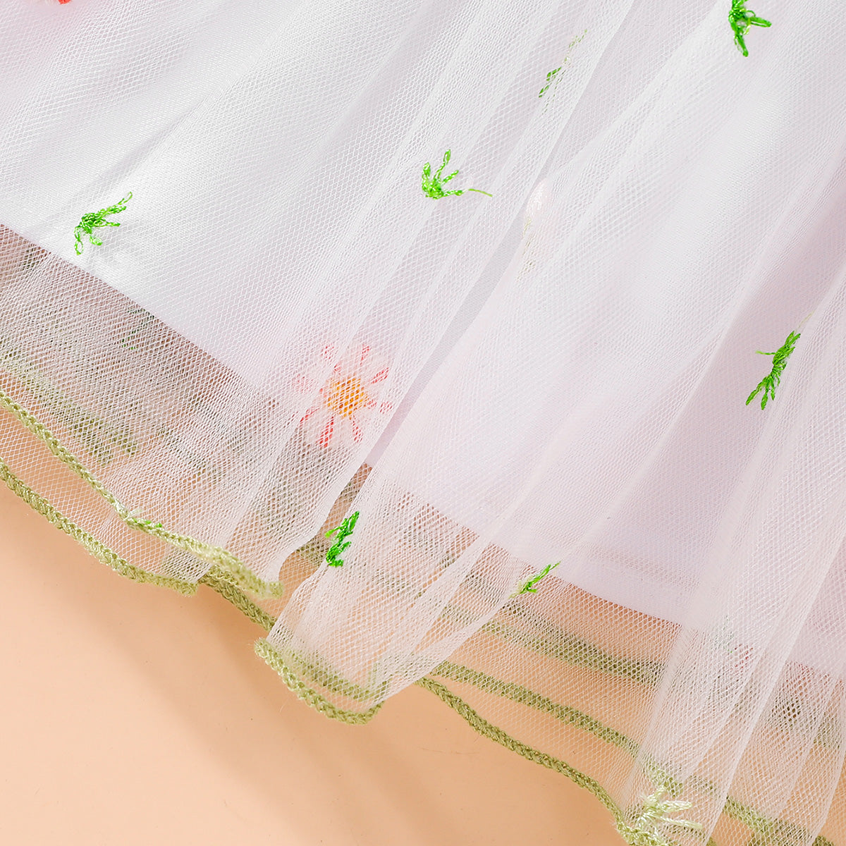 Children’s Girls Embroidered  Square Neck Smocked Dress