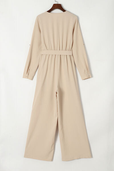 Women’s Pocketed Tied Wide Leg Jumpsuit