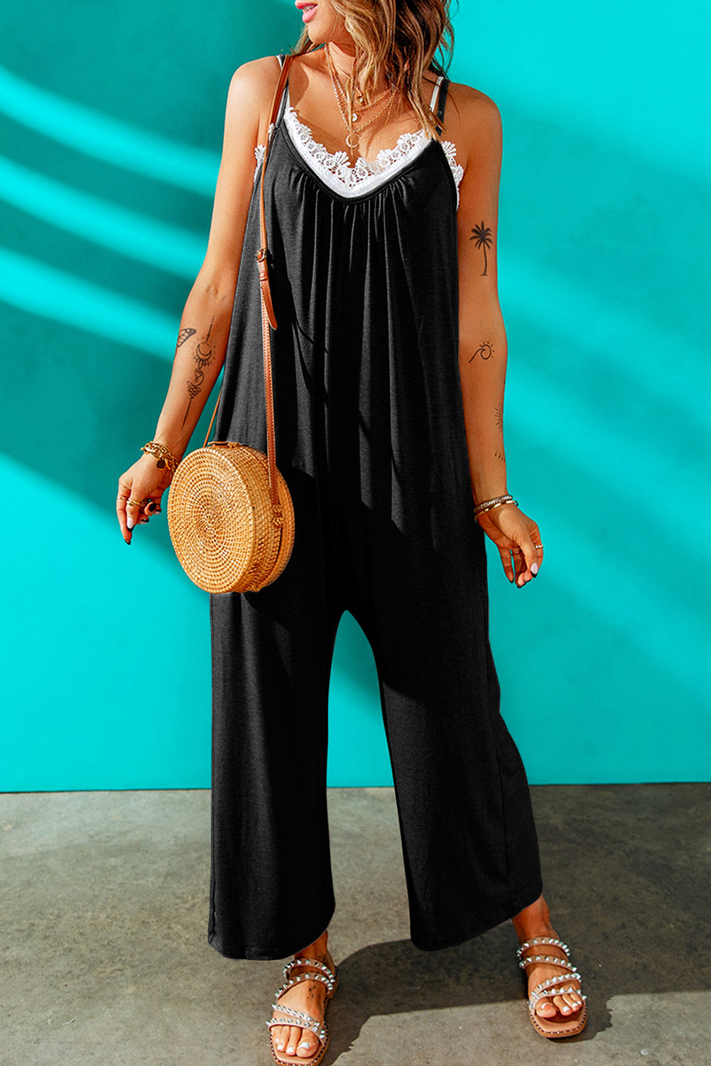 Women’s Spaghetti Strap Wide Leg Jumpsuit