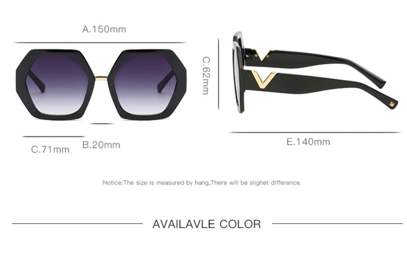 Women’s Polygonal Luxury Sunglasses UV400 V-leg