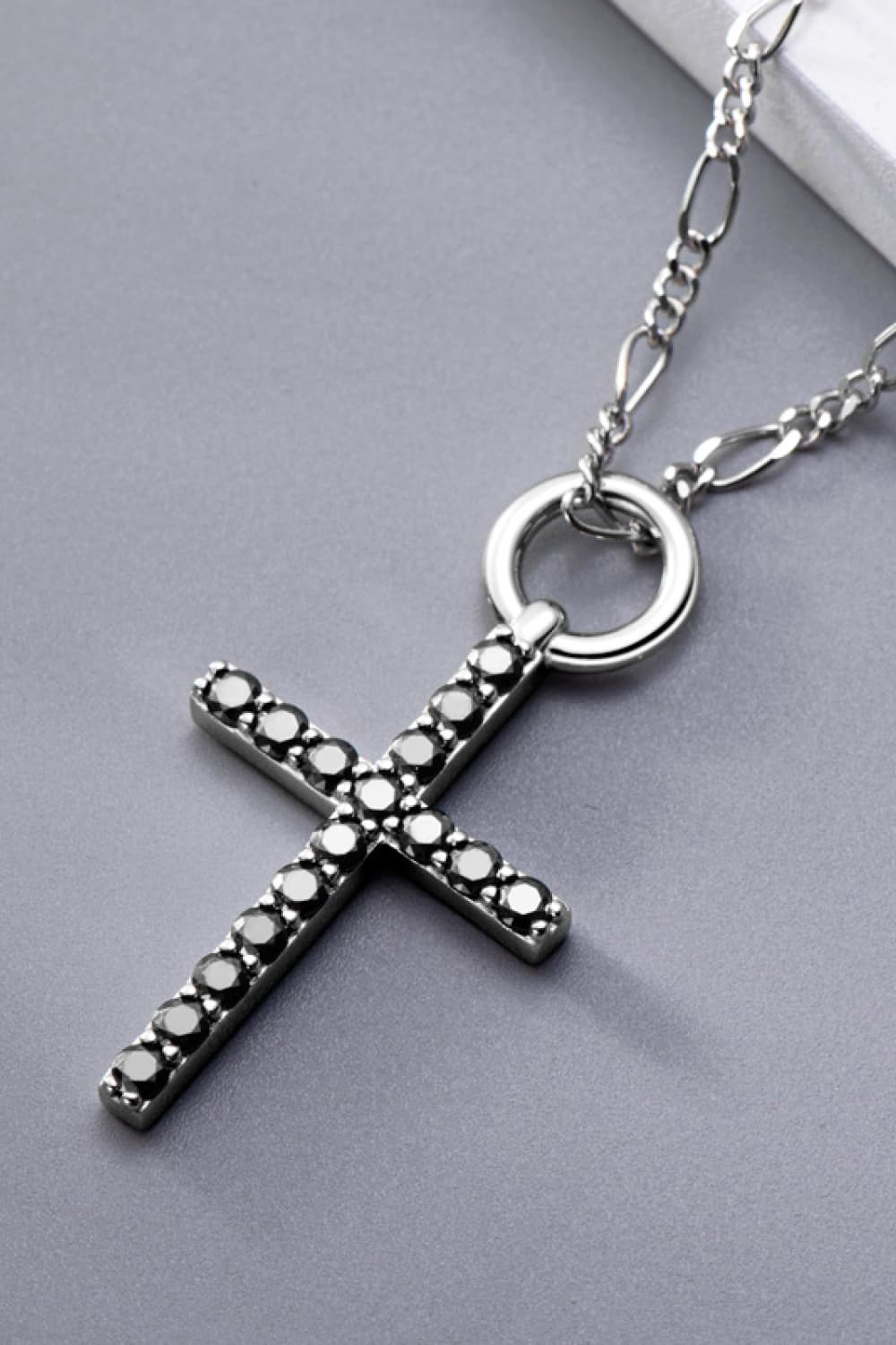 Women’s Moissanite Cross Pendant Platinum-Plated Necklace