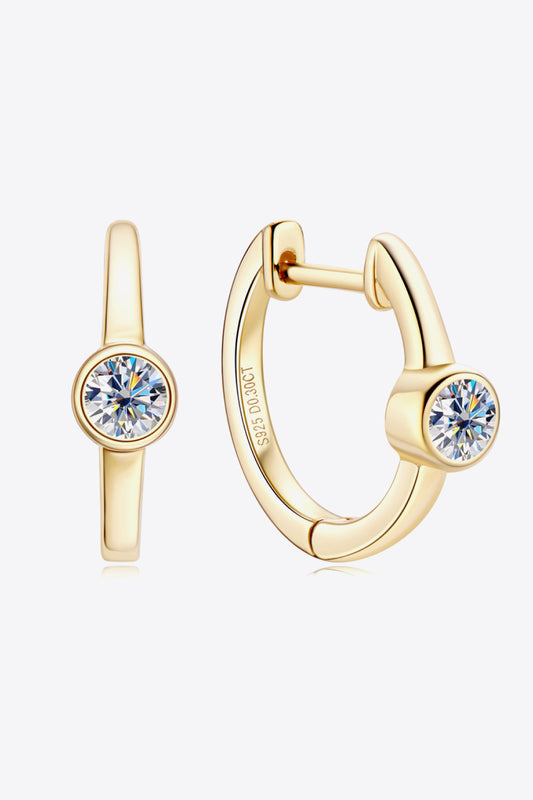 Women’s 18k Gold-Plated Inlaid Moissanite Huggie Earrings