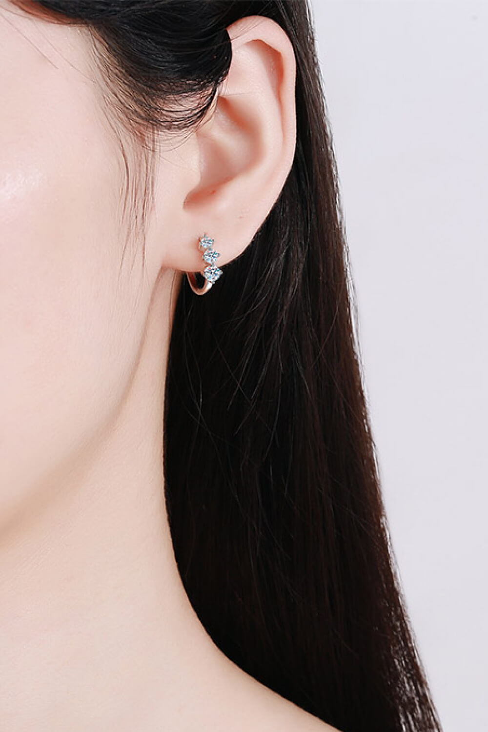 Women’s Sterling Silver Moissanite Huggie Earrings