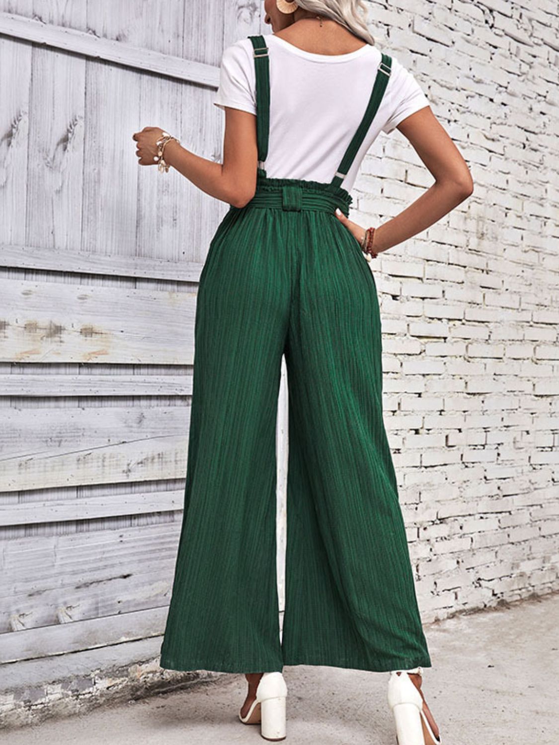 Women’s Tie Belt Wide Leg Overalls