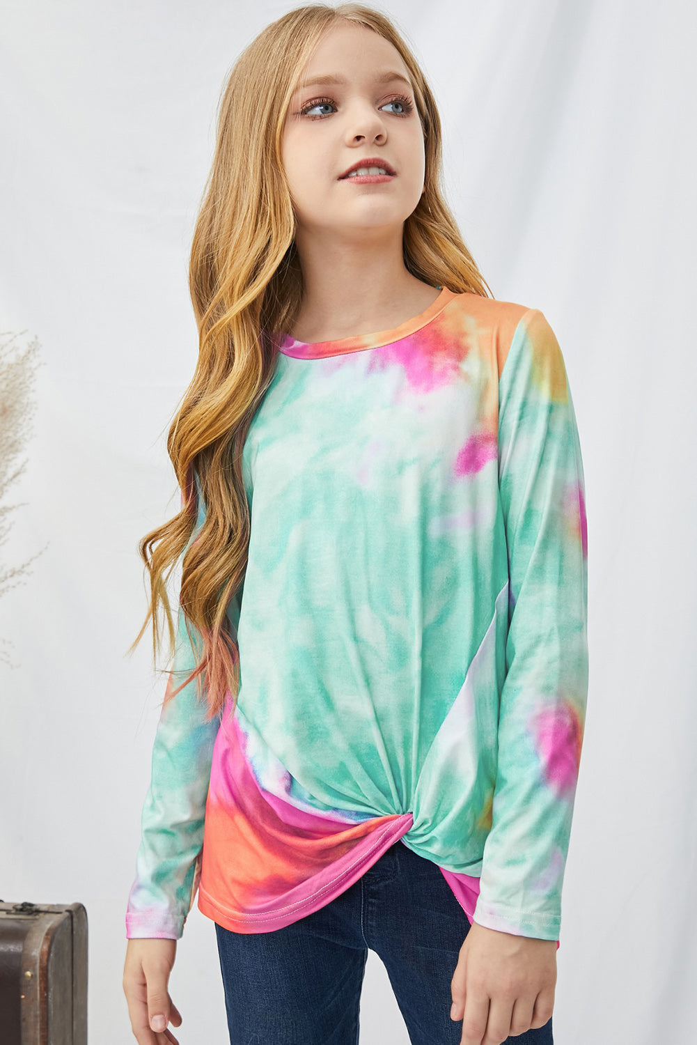 Children’s Girls Tie-Dye Twist Front Long Sleeve Top