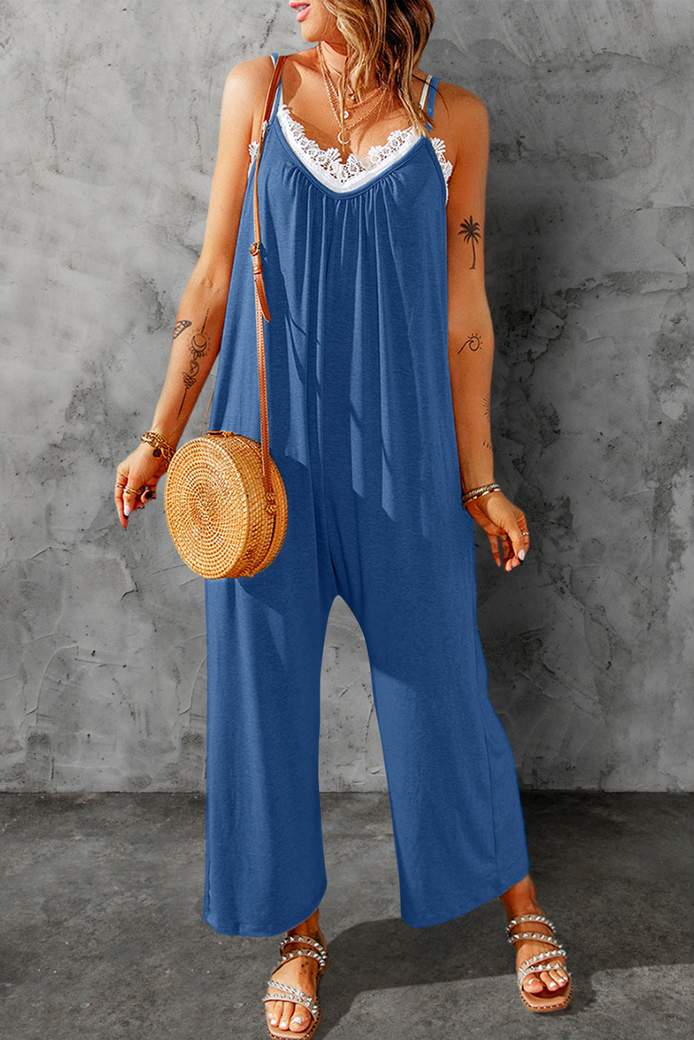 Women’s Spaghetti Strap Wide Leg Jumpsuit