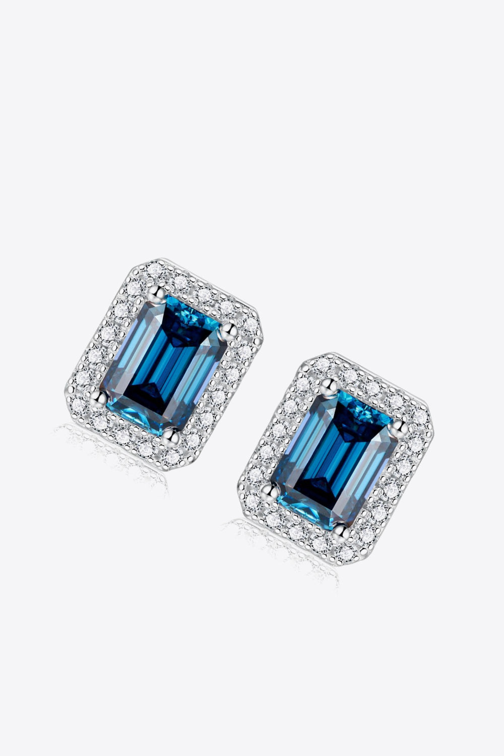 Women’s 2 Carat Moissanite Stud Earrings in Indigo