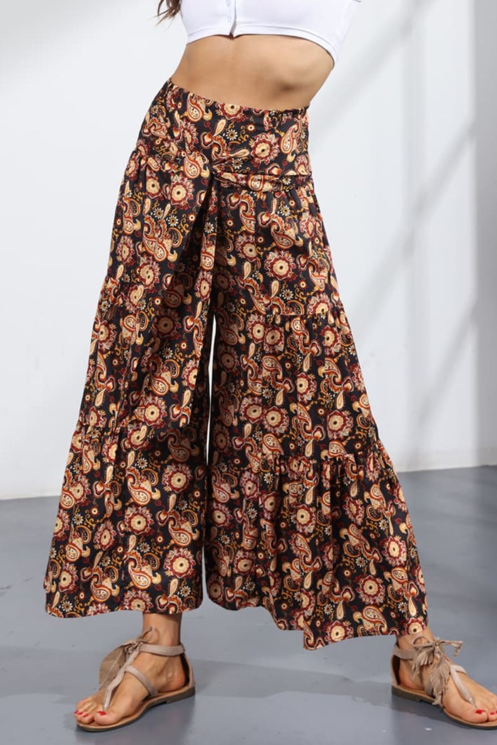 Women’s Printed Tie-Front Culottes