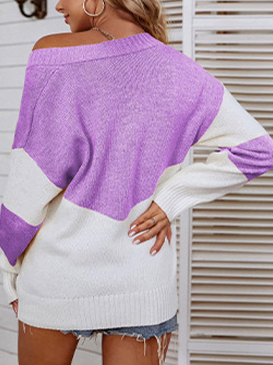 Women’s Color Block V-Neck Sweater