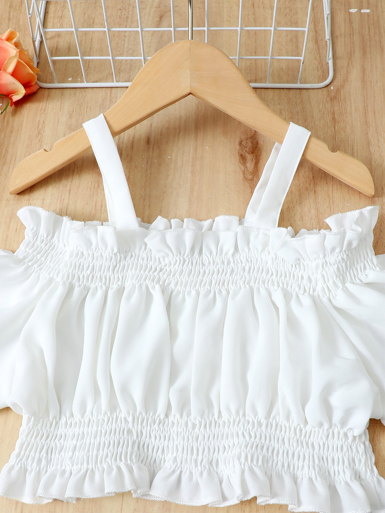 Children’s Girls Frill Trim Cropped Top and Striped Pants Set