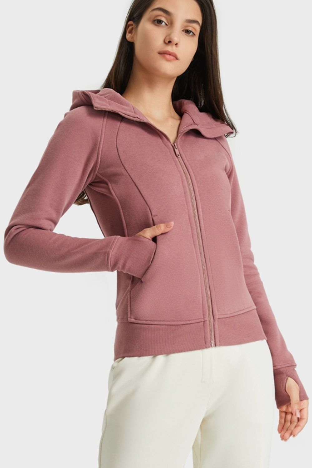 Women’s Zip Up Seam Detail Hooded Sports Jacket