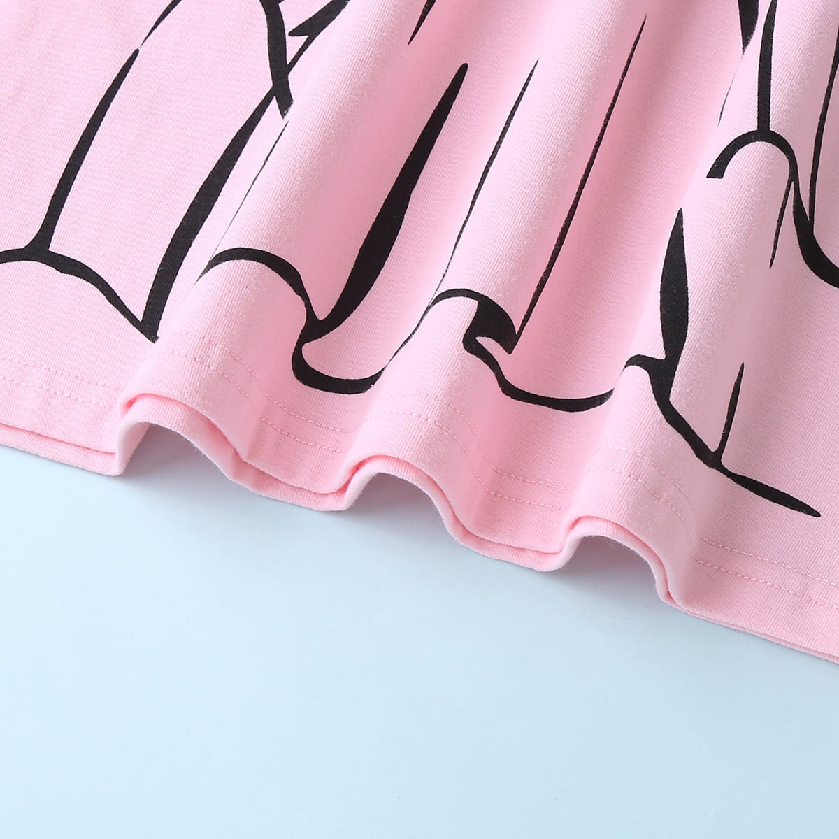 Children’s Girls Round Neck Printed Short Sleeve Mini Dress