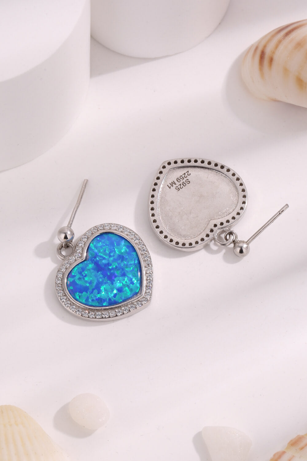 Women’s Platinum-Plated Opal Heart Earrings