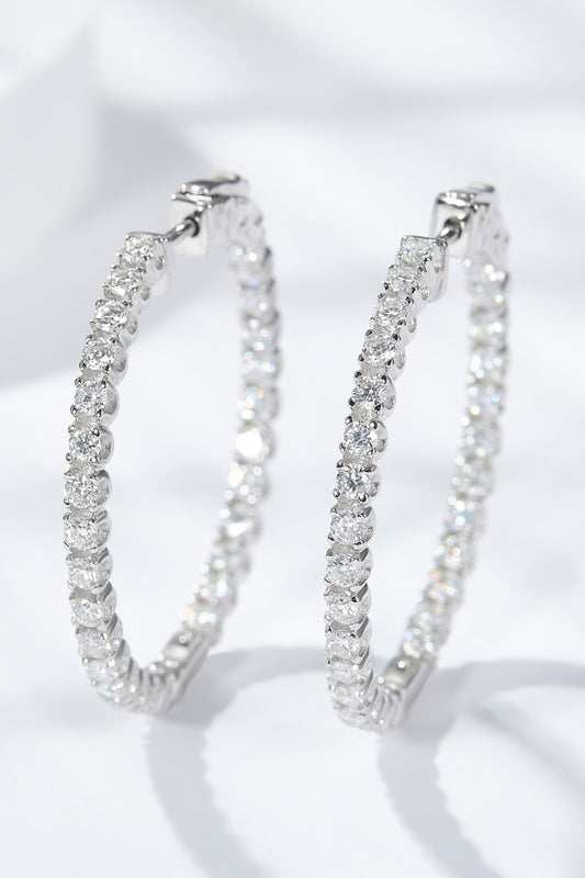 Women’s Inlaid Moissanite 925 Sterling Silver Hoop Earrings
