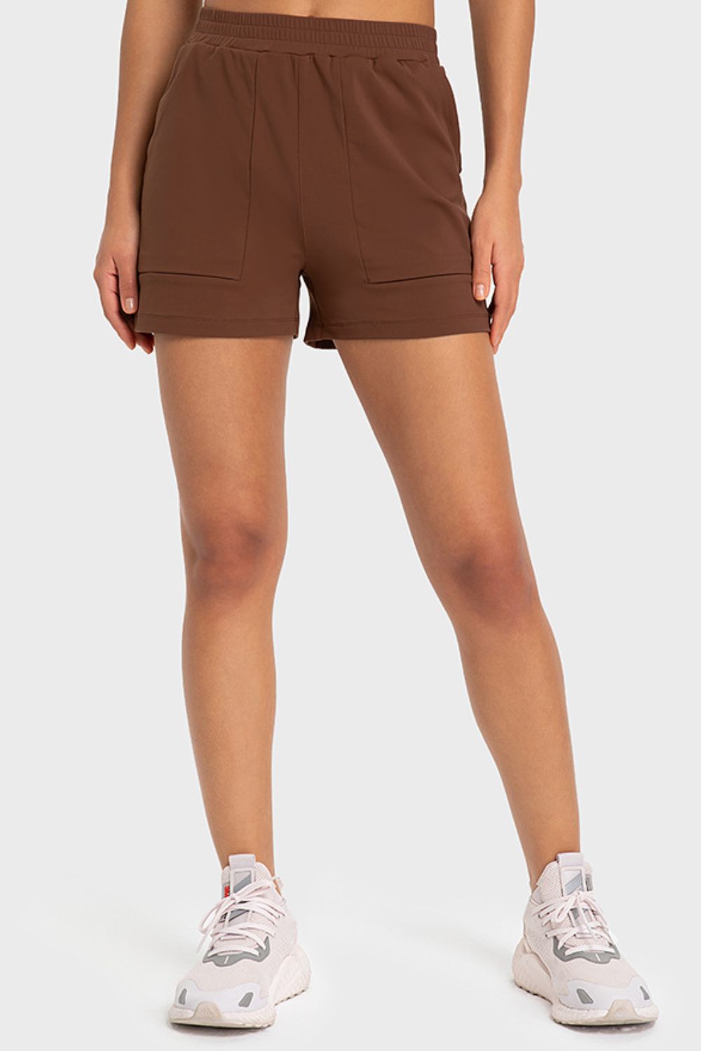 Women’s Elastic Waist Sports Shorts with Pockets