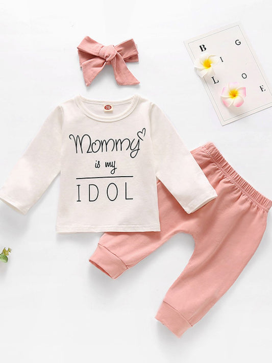 Children’s Girl Slogan Graphic Top and Joggers Set