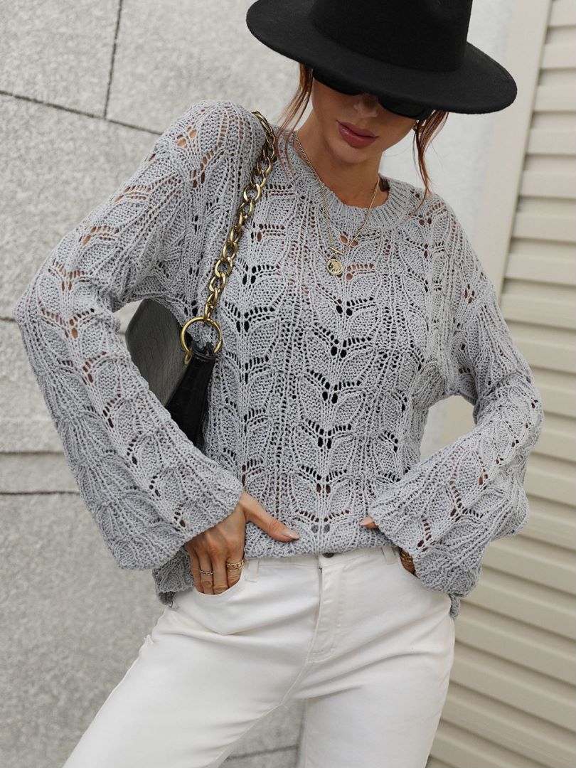 Women’s Openwork Dropped Shoulder Knit Top