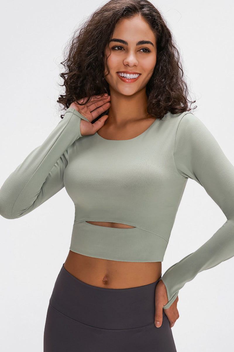 Women’s Long Sleeve Cropped Top With Sports Strap