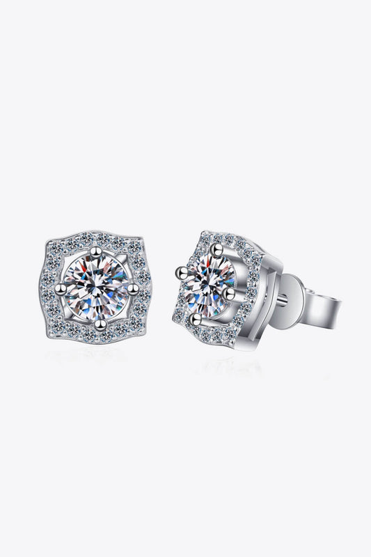 Women’s 1 Carat Moissanite Geometric Stud Earrings